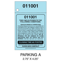 2 Part Valet Parking Ticket A