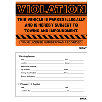 Parking Violation Stickers - 5" x 8"