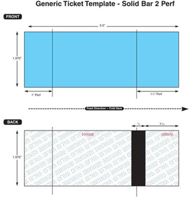 Thermal Ticket Stock - Solid Bar, 2 Perfs 