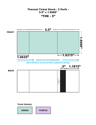 Blank Thermal Ticket Stock - Solid Bar, 2 Perfs 