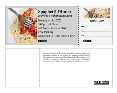 Spaghetti Raffle Tickets