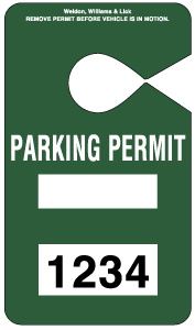 HH-2 Stock Parking Permit Hangtag - Dark Green