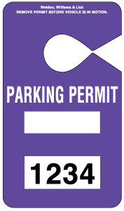 HH-2 Stock Parking Permit Hangtag - Purple