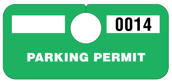Temporary Green Parking Hang Tag