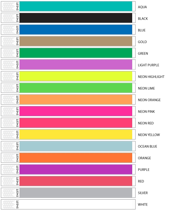 Tyvek Wristband Color Options