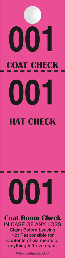 Pink Coat Check Hat Check Claim Check