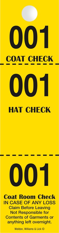 Yellow Coat Check Hat Check Claim Check